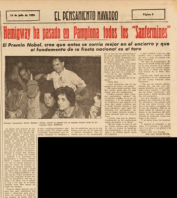 Recorte del periódico El Pensamiento Navarro del 14 de julio de1959